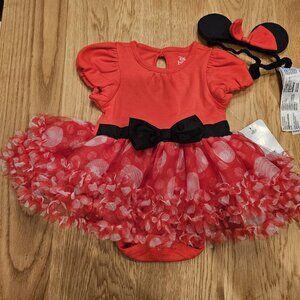 NWT Disney Baby Minnie Mouse Bodysuit Headband Sz 9-12 Months
